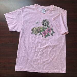 Vintage Puppy T Shirt Pink Jerzees Women’s Size Large